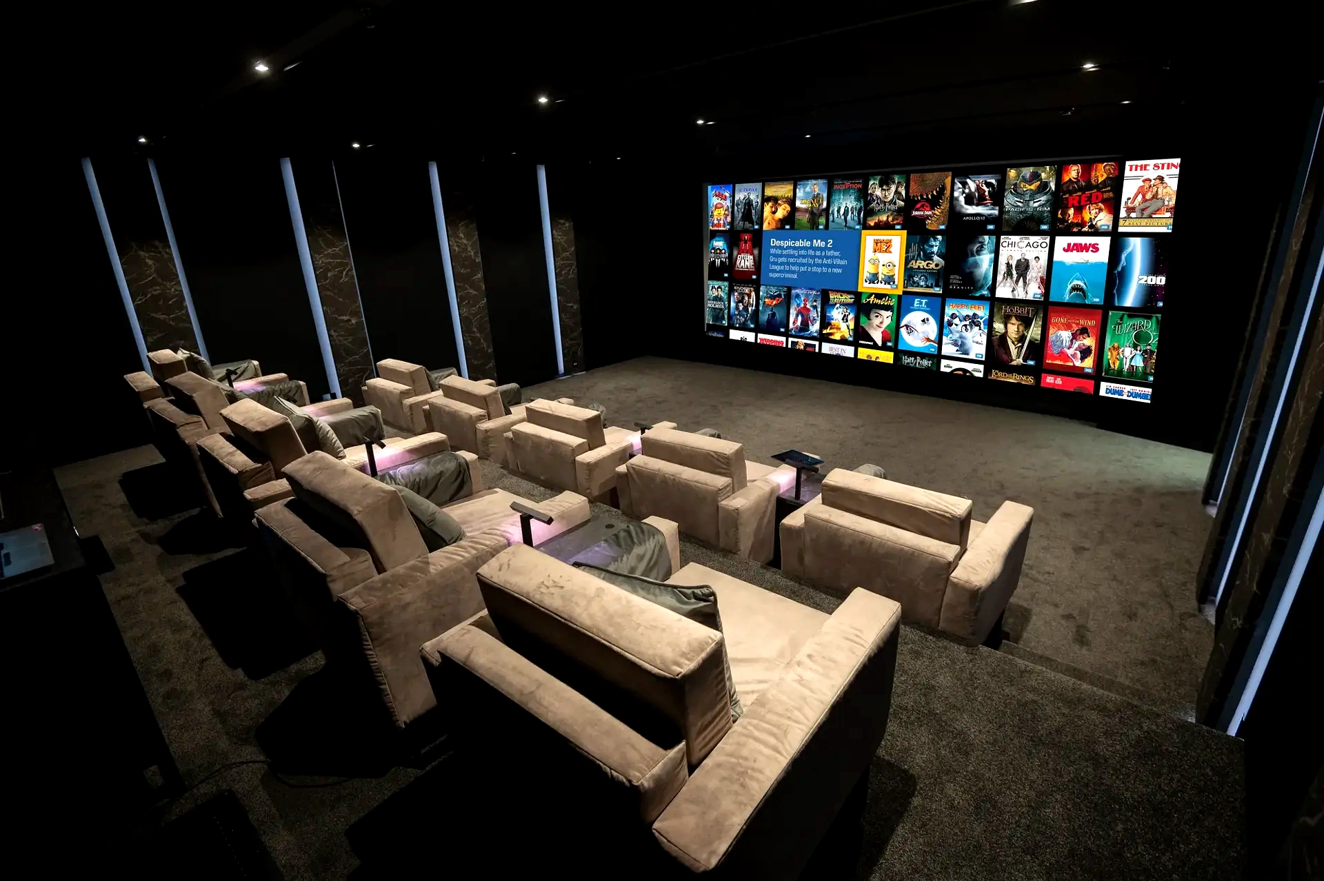 Luxury private home cinema with immersive surround sound